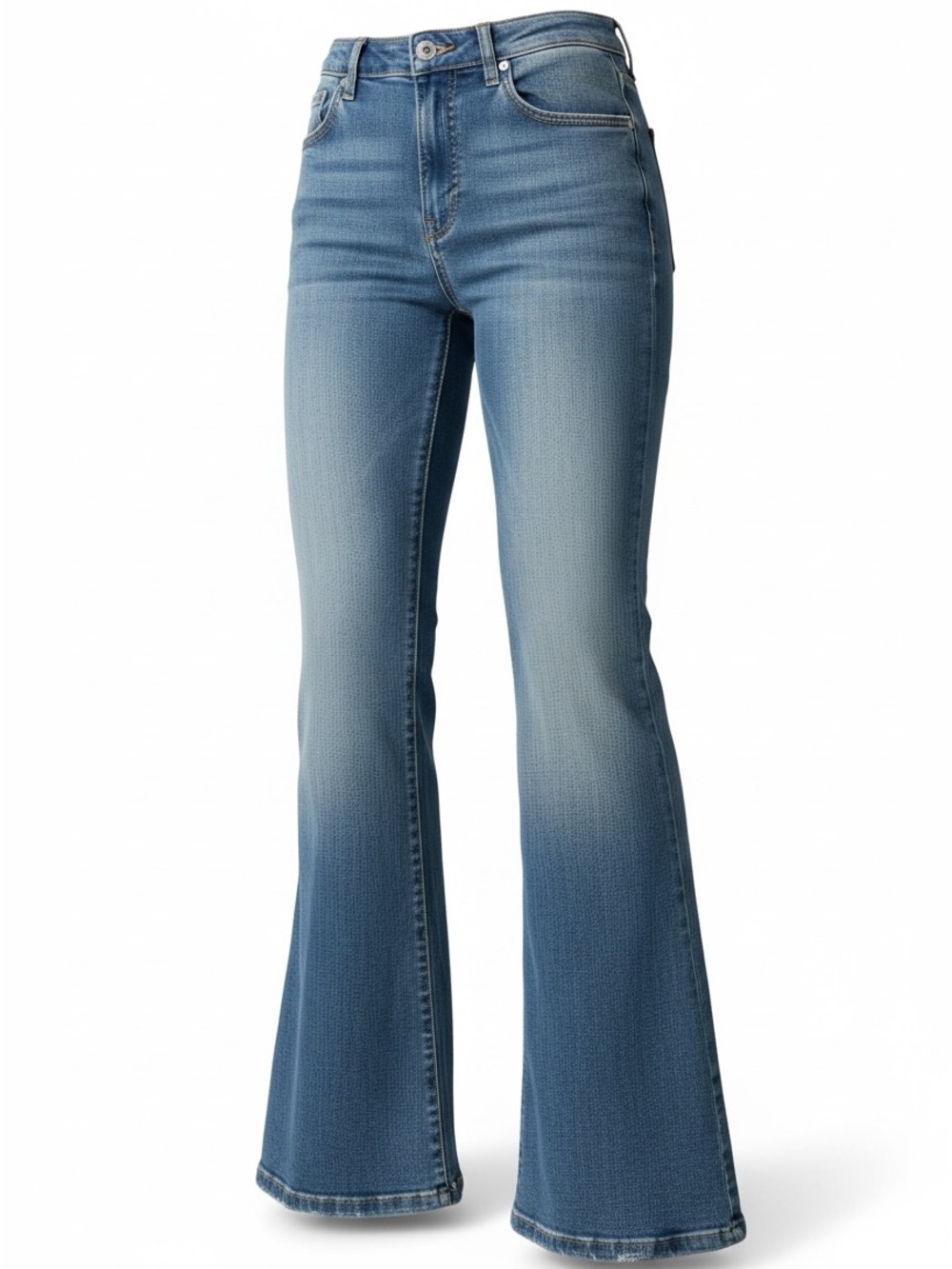 Cotton On Women's Mid-Rise Faded Blue Flare Jeans